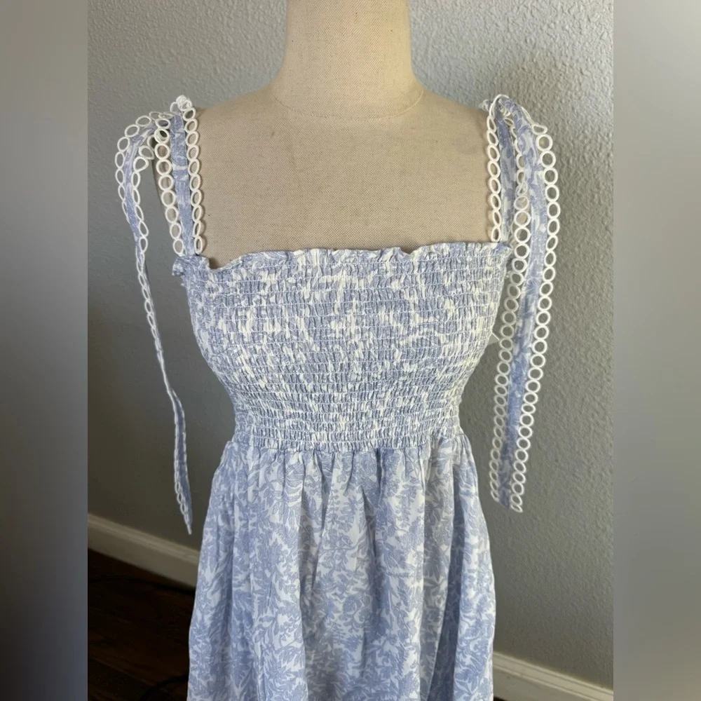 NWT O.P.T. Sonia Midi Dress Size Small Floral Print Smocked - Picture 4 of 8